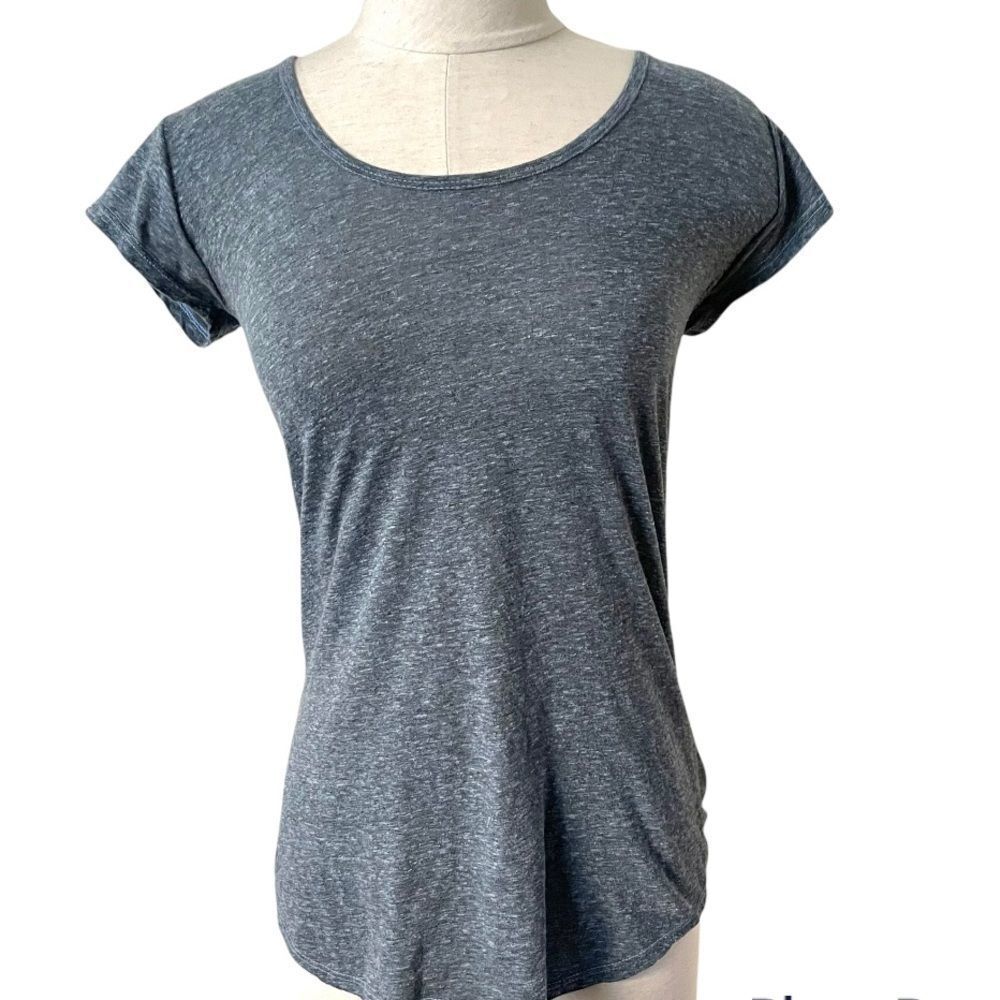 Om Girl blue short sleeved top with open back